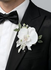 White Floral Boutonniere and Wrist Corsage Kit – Perfect for Formal Events