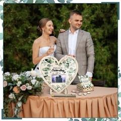 Wedding Guest Book Alternative with 100 Wood Hearts, Drop Box Pen 13.5 x 13.5…