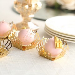 Gold 50 Metallic 4″ Crown Mini Square Paper Cupcake Dessert Liners Party Events