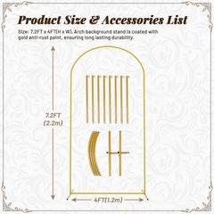 for Party Garden Floral Decoration Metal Arch Backdrop Stand 7.2Ft Stable Frame