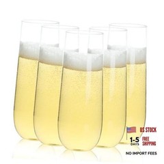 Pack 9 oz Stemless Plastic Champagne Flutes Disposable Champagne 48 Clear