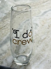 “I do crew”Stemless Bridal Champagne Flute Glass 9.6oz Wedding Bridal Shower-NEW