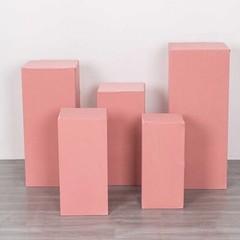5 DUSTY ROSE Fitted Spandex Rectangular Display STAND COVERS Set Decorations