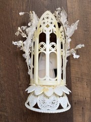 Vintage Wedding Cake Topper Religious Christian Cross Floral Bride Groom
