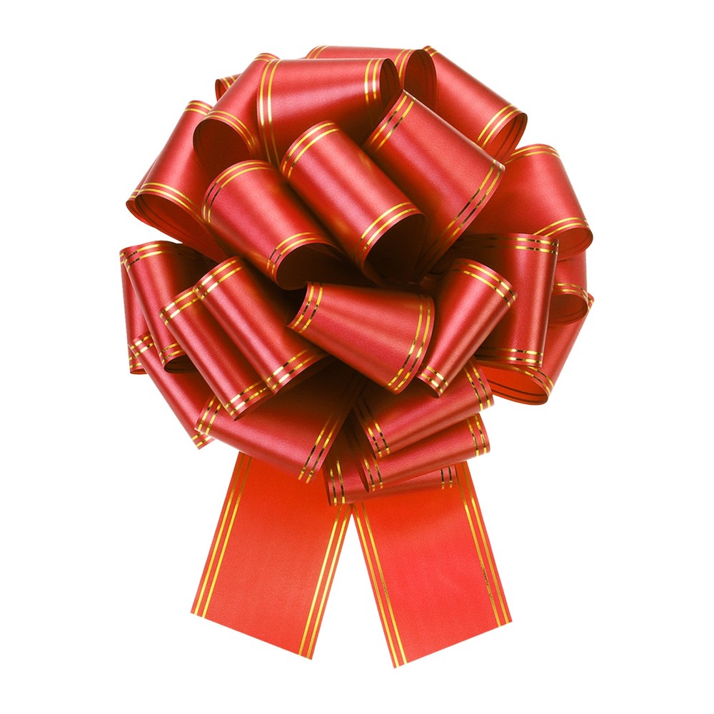 10 Inch Large Pull Bow Car Ribbon with Gold Edge for Wrapping, Red