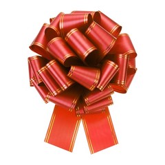 10 Inch Large Pull Bow Car Ribbon with Gold Edge for Wrapping, Red
