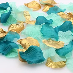 900PCS Teal Aqua Mint Gold Silk Rose Flower Petals Party Confetti Table