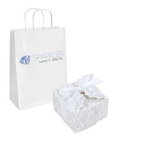 100 White Silver Medium Ribbon Wedding Favor Gift Boxes Party Event Candy Box