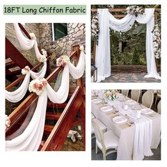 White Arch Drapes 2 Panels 6 Yards Sheer Backdrop Curtains for Parties Ceilin…