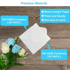 Blank Cards and Envelopes 5×7 inches, 50 Pack White Blank Note Cards Greeting…