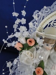 New Western Bride & Groom & Cowboy Hat, Chapel Window, Wedding Caketop, #119