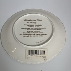 Hallmark 50th Wedding Anniversary Plate White With Gold Trim Writing On Back