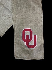 University of Oklahoma (OU) Burlap Chair Sash / Wreath Sash (2 Logos) 55k Stitch