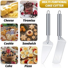 4 Pack Stainless Steel Pie Server Spatula Serrated Cake Cutter with Handle