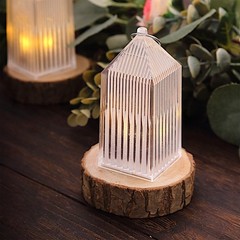 Clear 6 Mini 3.5″ Warm White Acrylic Crystal Lantern Desk Lamp Decorative LED