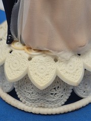 Bride & Groom 1950’s Wedding Cake Topper Lace Fabric Tulle Doves Rings