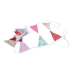 Elegant Vintage Floral Cotton Bunting Banner 10m Length with 36 Triangle Flags