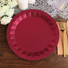 25 BURGUNDY Metallic Round 12″ Paper Salad Dinner Plates Geometric Design