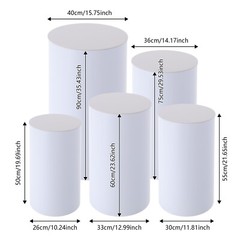 5Pcs White Wedding Round Cylinder Stands Round Display Cylinder Pedestal Stands