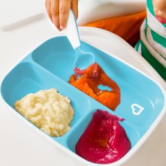 Munchkin Splash 4 Piece Toddler Divided Plate And Bowl Dining Set Blue/Green