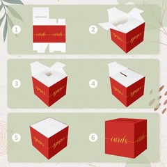 Red Graduation Card Box Gold Foil Gift For Wedding Reception Party Raffle