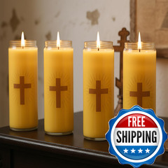 Mosroad 4 Packs Beeswax Prayer Candles 7 Day Devotional Candles In Glass 100