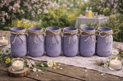Set of 6 chalk painted distressed mason jar vases…mix & match colors!