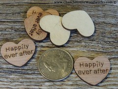100 qty 1″ Happily ever after Wood Hearts Table Confetti Wooden Wedding Decor