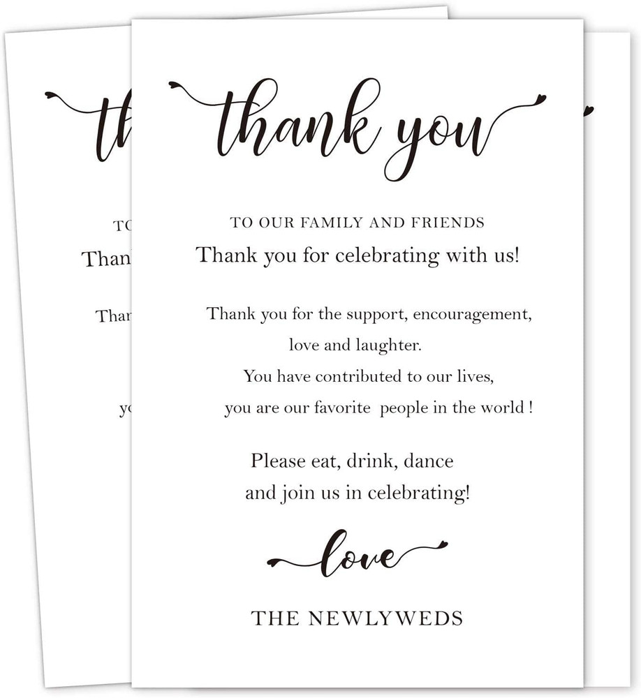 Wedding Thank You Place Setting Cards, 50 Pieces, 4 X 6 In, Table Centerpieces a