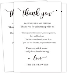 Wedding Thank You Place Setting Cards, 50 Pieces, 4 X 6 In, Table Centerpieces a