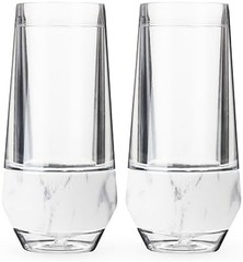 Host Champagne Freeze Stemless Chilling Wine 2 Count (Pack of 1), Marble