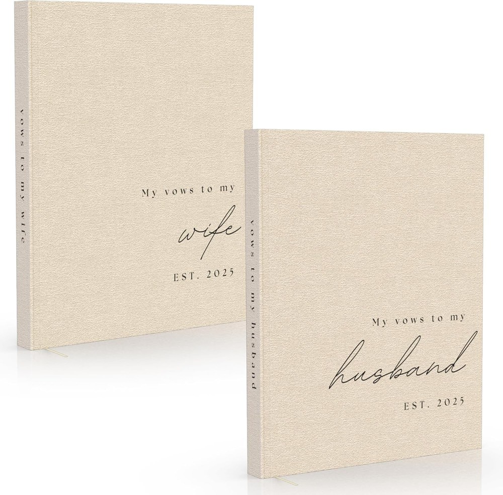 Wedding Vow Books His and Hers – 2 Pack Personalized His & Hers Book – Linen …