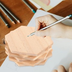 25Pcs Durable Wood Hexagon Ornaments Smooth Surface for Wedding Party Decor