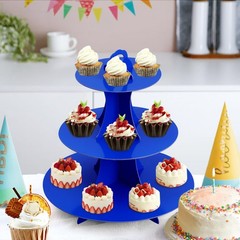 Soleebee 3-Tier Round Cupcake Stand, Cardboard Tower, 12″, Dark Blue
