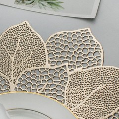 Gold Round Placemats for Dining Table Set of 6 Pressed 6Pcs, A5/Hibiscus/Gold