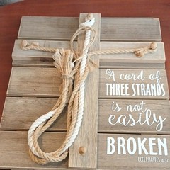 Studio His & Hers Wedding Ceremony Hanging Cross Decor, Brown/White 15.5×13.38