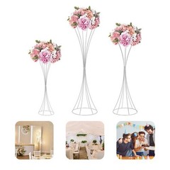 3pcs Set of Modern Silver Metal Flower Stands in Varying Sizes for Wedding Decor