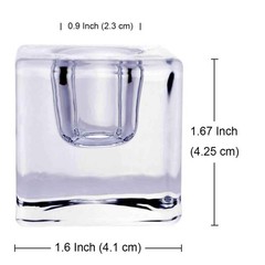 Aglary 4PCS Square Glass Taper Candle Holders for Table Transparent 4pcs