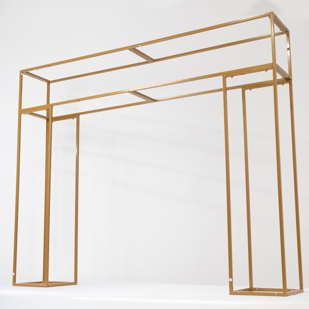 5ft GOLD Tall Rectangular Double Frame Table Top Stand Wedding Party Events