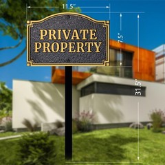 Private Property Statement Plaque, Solid Metal Cast Yard Sign, Heavy-duty Mat…