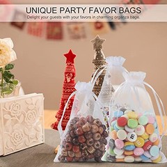 50 Pack Organza Bags 5 x 7 in Small Mesh Gift Bags 1 count (Pack of 50) White