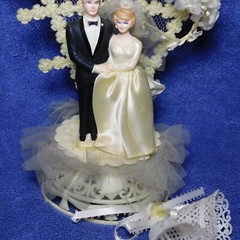 Vintage 1980 Coast Novelty Made in New Zealand Wedding Cake Topper with Trellis