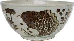Handmade Rustic Brown Ceramic Fish Bowl Decor