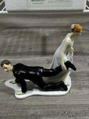 Escaping Groom Cake Topper Funny Bride Having The Upper Hand Porcelain Wedding