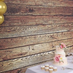 BROWN 8 ft x 8 ft Printed Vinyl Photo BACKDROP Vintage Wood Design Banner Events