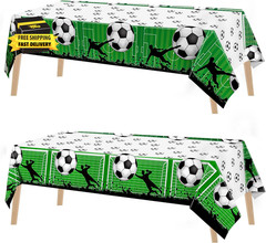 2 Pieces Soccer Party Tablecloth Plastic Soccer Themed Tablecover Disposable Rec