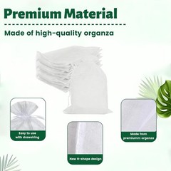 50pcs Elegant White Organza Drawstring Bags 6×9 – Perfect for Parties and Gifts