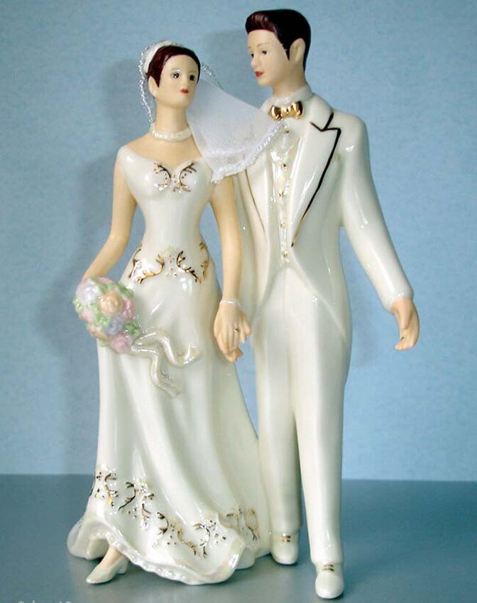 Lenox Bride And Groom Just Married Figurine Cake Topper Hand Painted 8″H New