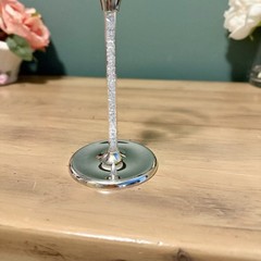 Rhinestone Stem Champagne Flute Glam Wedding Glass Silver & Sparkles