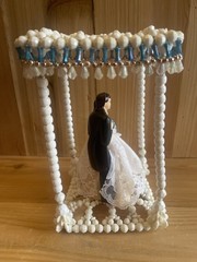 Hand Beaded Vintage Wedding Cake Topper Wilton Bride And Groom White Blue